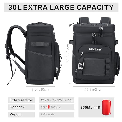 Large Waterproof Insulated Cooler Backpack for Men & Women, Leak Proof Cooler Backpack for Camping, Beach, Fishing, Picnic, Travel, Outdoor, 30L, 48Cans