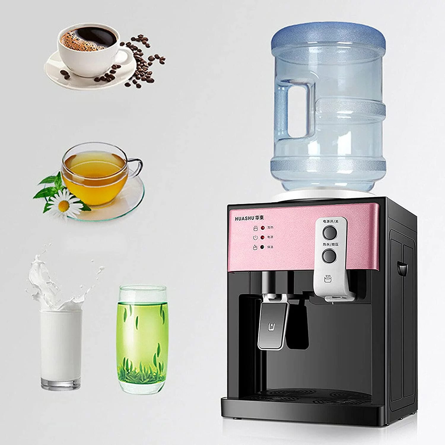 OUKANING Electric Desktop Water Cooler Dispenser Freestanding Hot&Cold Top Loading Home
