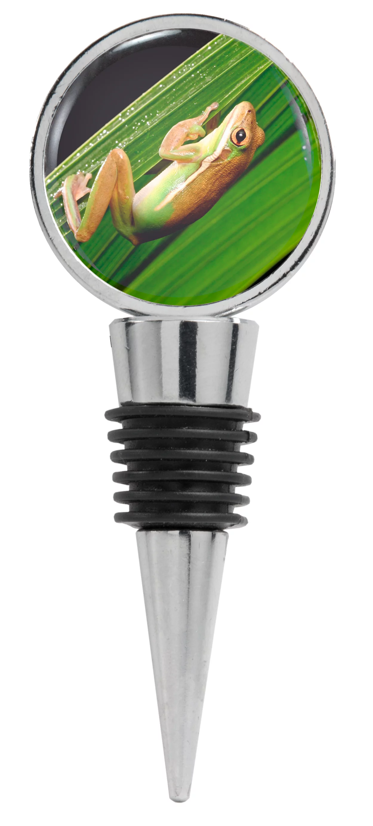 Upside Down Frog on Leaf Wine Stopper