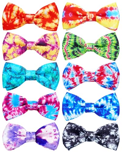 PET SHOW 10 Pack Holiday Big Dog Bow Ties for Large Medium Dogs Sliding Collar Attachments Festival Patterns Bowties Classy Bowknots Party Wedding Pet Grooming Accessories(Large)