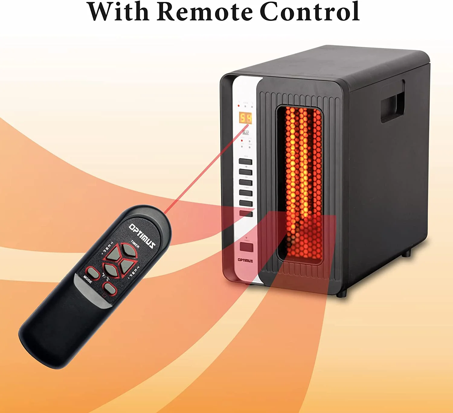 Optimus H-8013 Electric Infrared Quartz Space Heater with LED Display and Remote