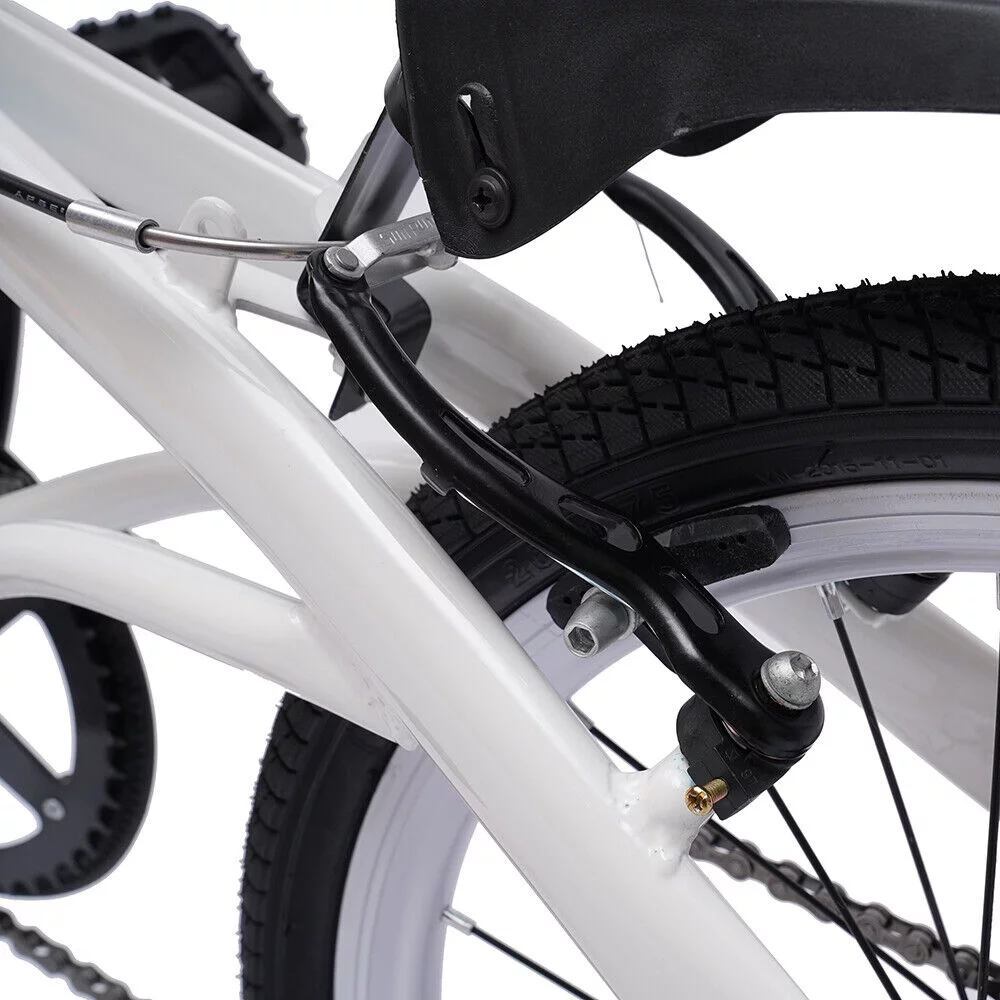 20-inch Adult Folding Bike Lightweight Bicycle 7 Speed Men Women Cycling White