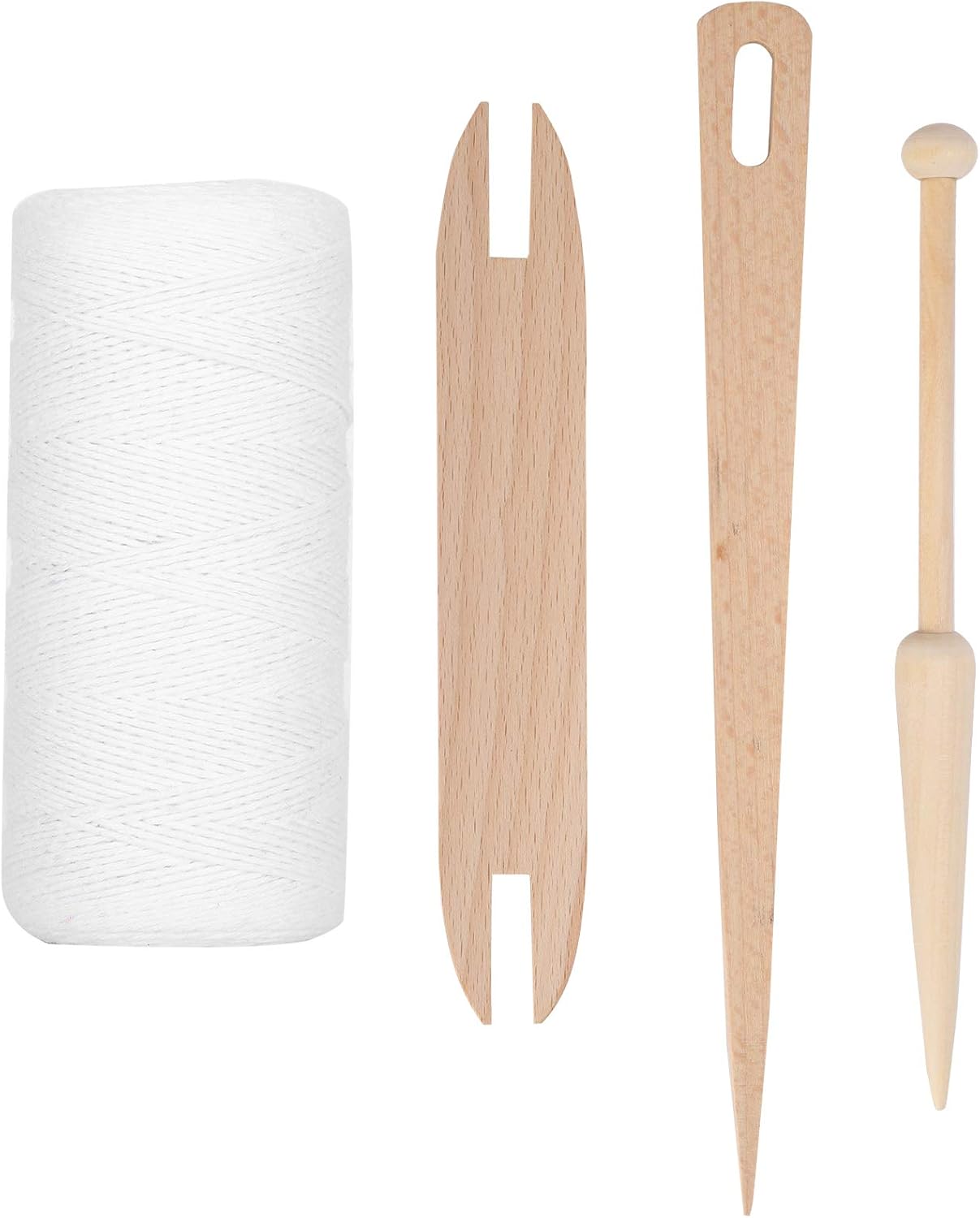 Loom Weaving Warp Thread Cotton Thread Rug Yarn Lap Loom warp Thread with Wooden Shuttle Stick Rod