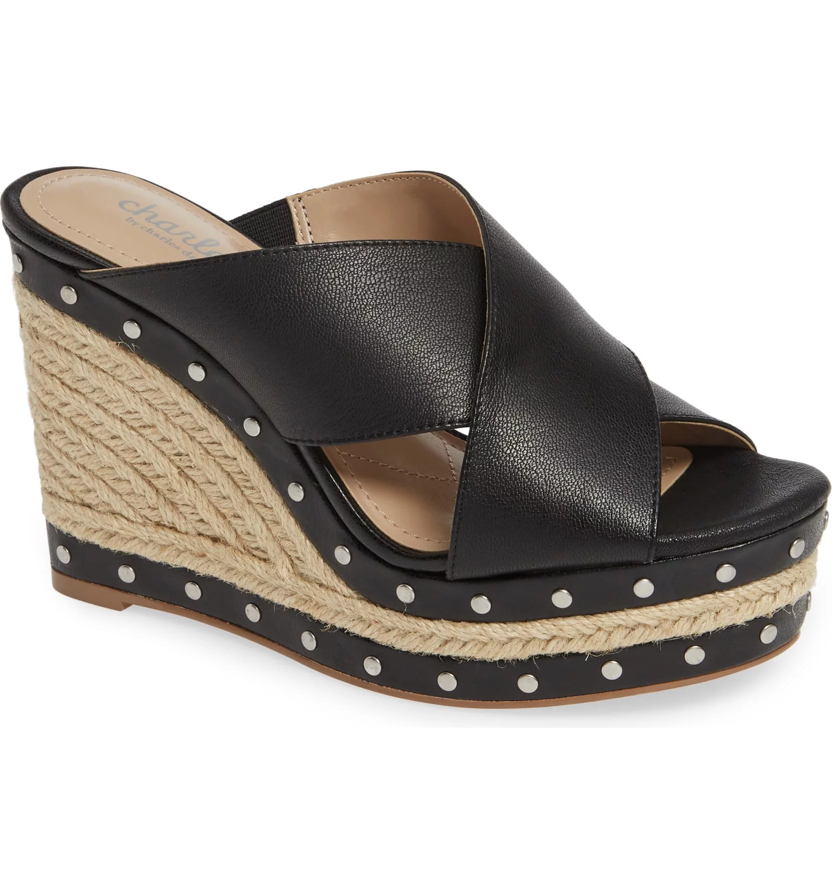 Charles by Charles David Leilani Black Espadrille Platform Wedge Heel Sandals