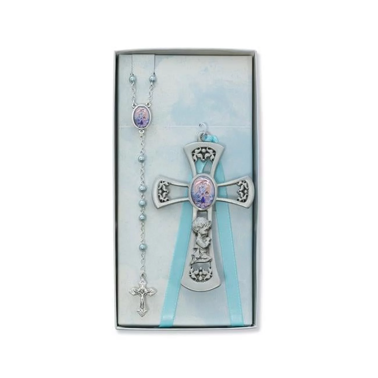 McVan BS35 3 mm Crib Cross & Rosary Set - Blue