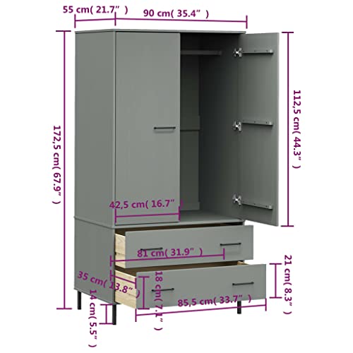 Wardrobe with Metal Legs Gray 35.4