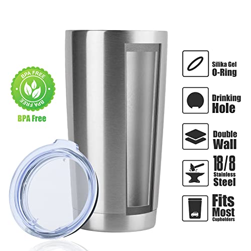 DOMICARE 20oz Stainless Steel Tumbler Bulk with Lid, Double Wall Vacuum Insulated Travel Mug, Powder Coated Coffee Cup, Powder Black, 8 Pack