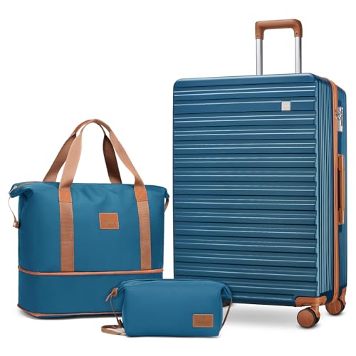 imiomo 20 Inch Expandable Carry on Luggage Sets with Spinner Wheels, Hard Shell Lightweight Rolling Travel Carry-on Suitcase with TSA Lock, Black