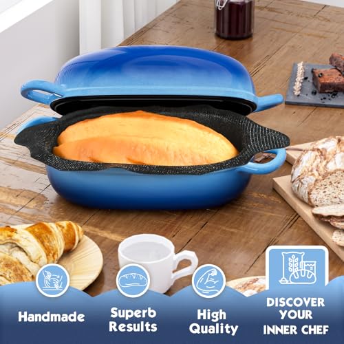 Dutch Oven for Bread Baking - 2.5QT Bread Pans for Homemade Bread Cast Iron Bread Pan Dutch Oven Loaf Pan with Lid and Loop Handles for Homemade Breadmaking