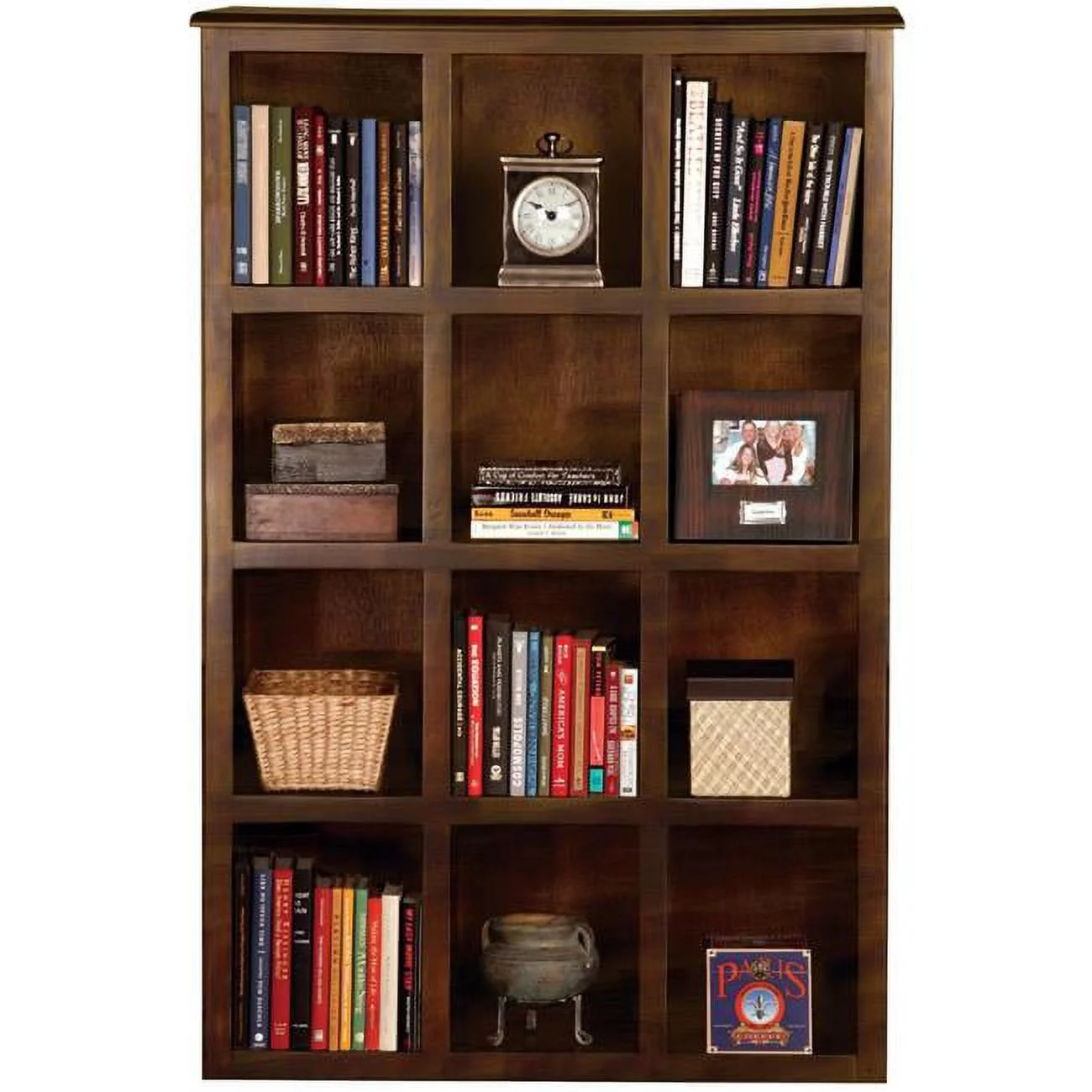 American Heartland  Poplar Storage Bookcase with 12 Fixed Openings, Havana Gold