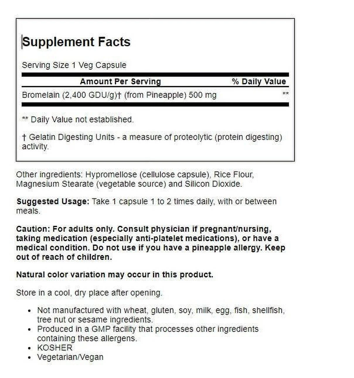 NOW Foods Supplement, Bromelain 500 mg, Digestive Enzyme, Joint Support, 60 Veg Capsules