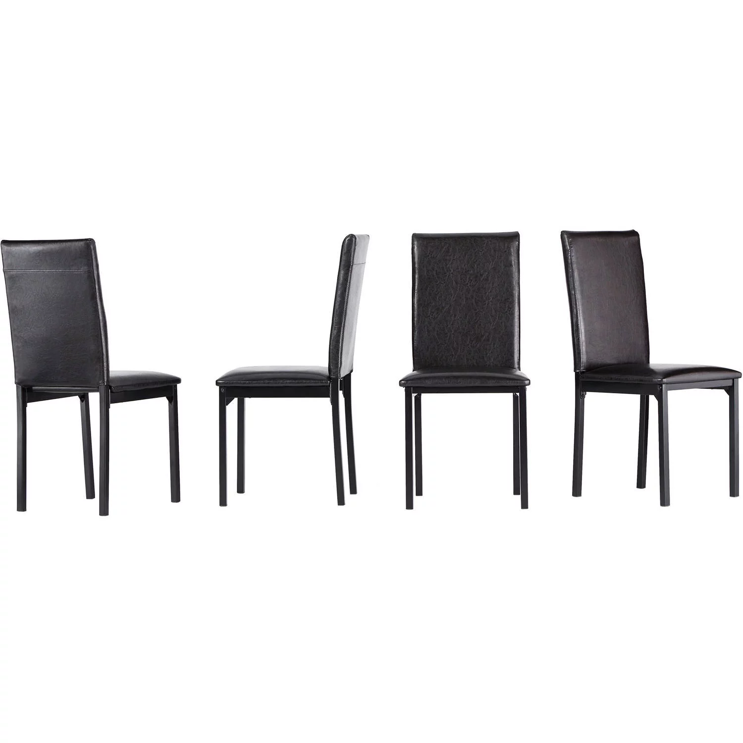 Weston Home Declan Black Metal Frame Upholstered Black Faux Leather Dining Chair, Set of 4