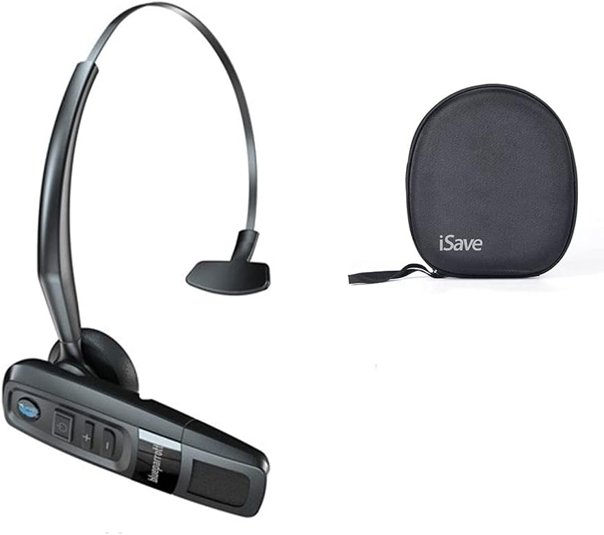 BlueParrott B250-XTS (203890) Noise Cancelling Wireless Bluetooth Headset w/ iSave Protective Carrying Case with 20 Hours of Talk time