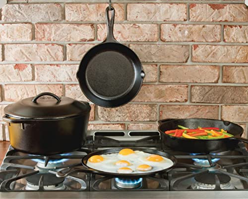 Lodge 5 Quart Cast Iron Double Dutch Oven – Pre-Seasoned – Lid Converts to 10.25