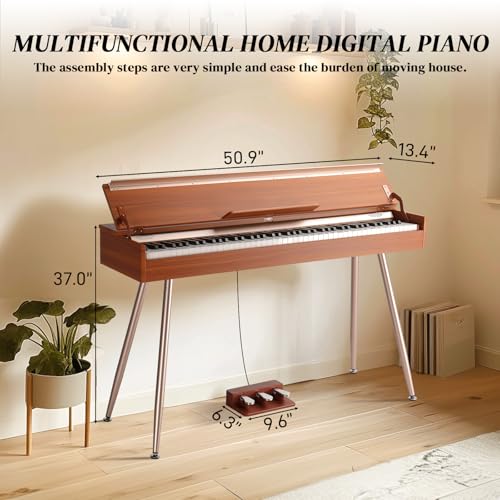 Ktaxon Weighted Digital Piano 88 Keys Home Electric Keyboard Desk & Vanity Desk Piano with Acoustic Piano Sound, 3-Pedal Unit, Headphone Bluetooth Connection (Natural)