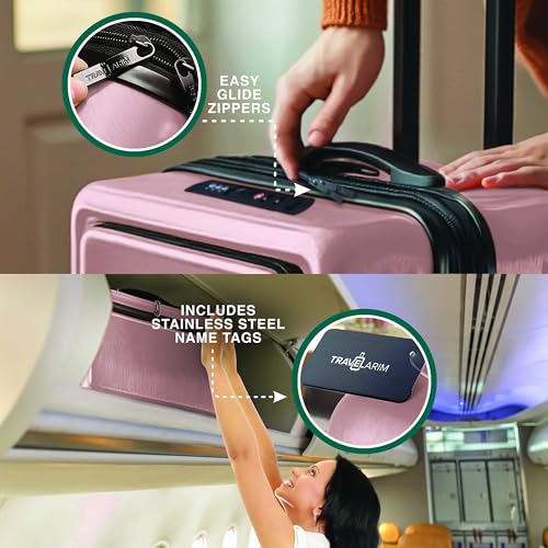 22 Inch Carry On Luggage 22x14x9 Airline Approved, Carry On Suitcase with Wheels, Hard-shell Carry-on Luggage, Durable Luggage Carry-On, Black Small Suitcase with Cosmetic Case