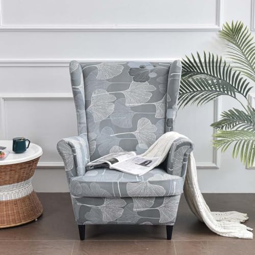 Armchair Slipcovers for Recliner Sofa Wing Chair Slipcovers 2 Pieces Stretch Spandex Wingback Chair Covers Wingback Armchair Sofa Slipcover Furniture Protector Couch Soft with Elastic Bottom