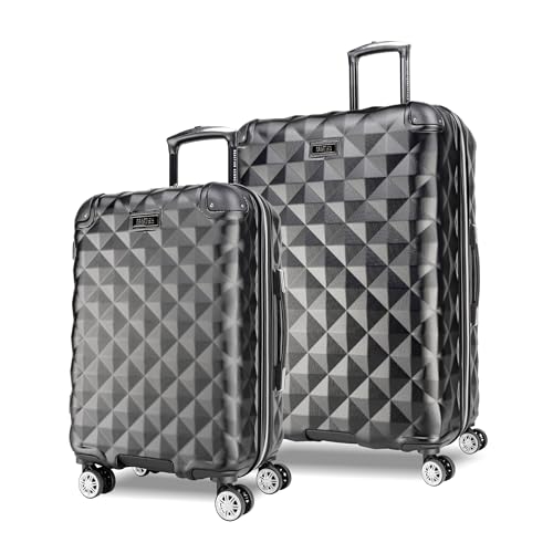 Kenneth Cole REACTION Diamond Tower Collection Lightweight Hardside Expandable 8-Wheel Spinner Travel Luggage, Black, 20-Inch Carry On