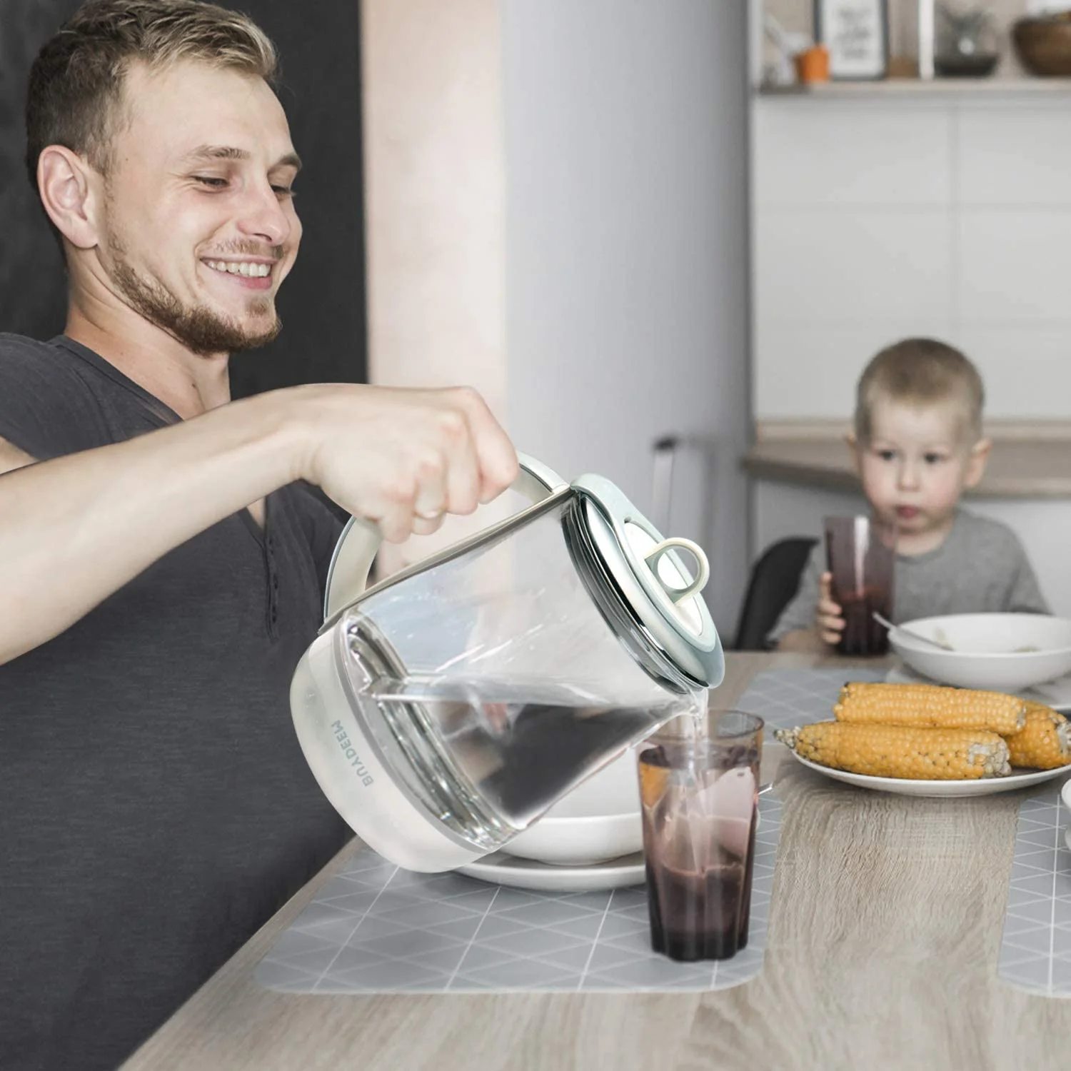 YINCHEN K2683 Health-Care Beverage Tea Maker and Kettle, 9-in-1 Programmable Brew Cooker Master, 1.5 L, Spruce Blue