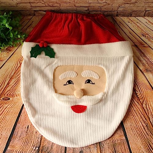 Christmas Santa Claus Toilet Seat Cover, Bath Bathroom Home Decoration Smile Santa Claus Toilet Seat Cover Decors, Soft Flannel Chair Xmas Toilet Cover Party Christmas Ornaments Holiday Supplies, Cubierta de asiento de inodoro de Navidad
