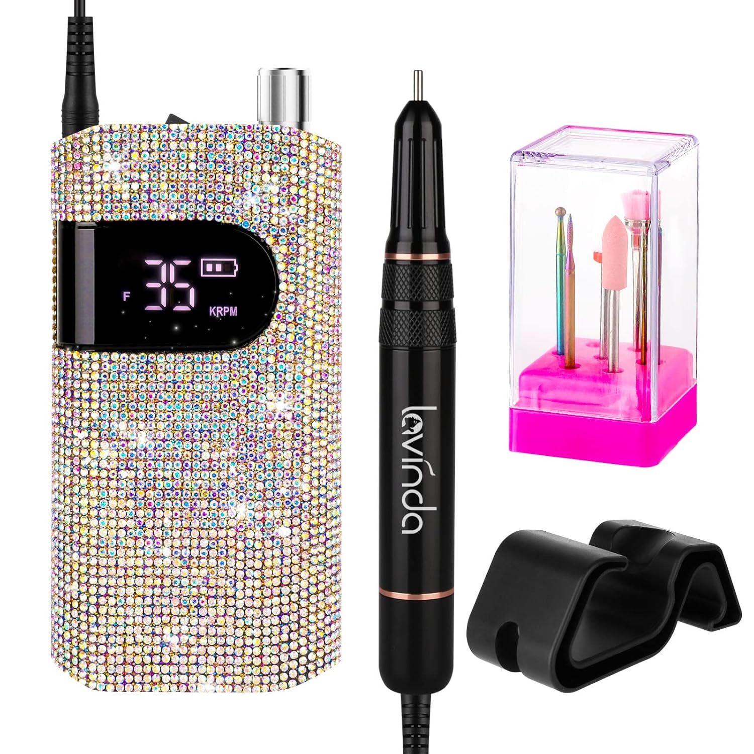 Professional Rechargeable Nail Drill Machine, Lavinda Diamond 35000RPM Electric Nail File, UV LED Nail Lamp, Lavinda Cordless Gel Nail Lamp 48W Rechargeable Nail Dryer