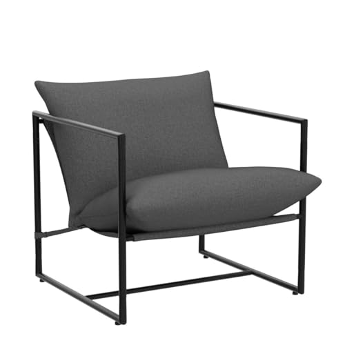 ZINUS Aidan Sling Accent Chair, Metal Framed Armchair with Shredded Foam Cushioning, Black