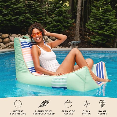 Big Joe Captain's Float No Inflation Needed Pool Lounger, Double Sided Mesh, Quick Draining Fabric