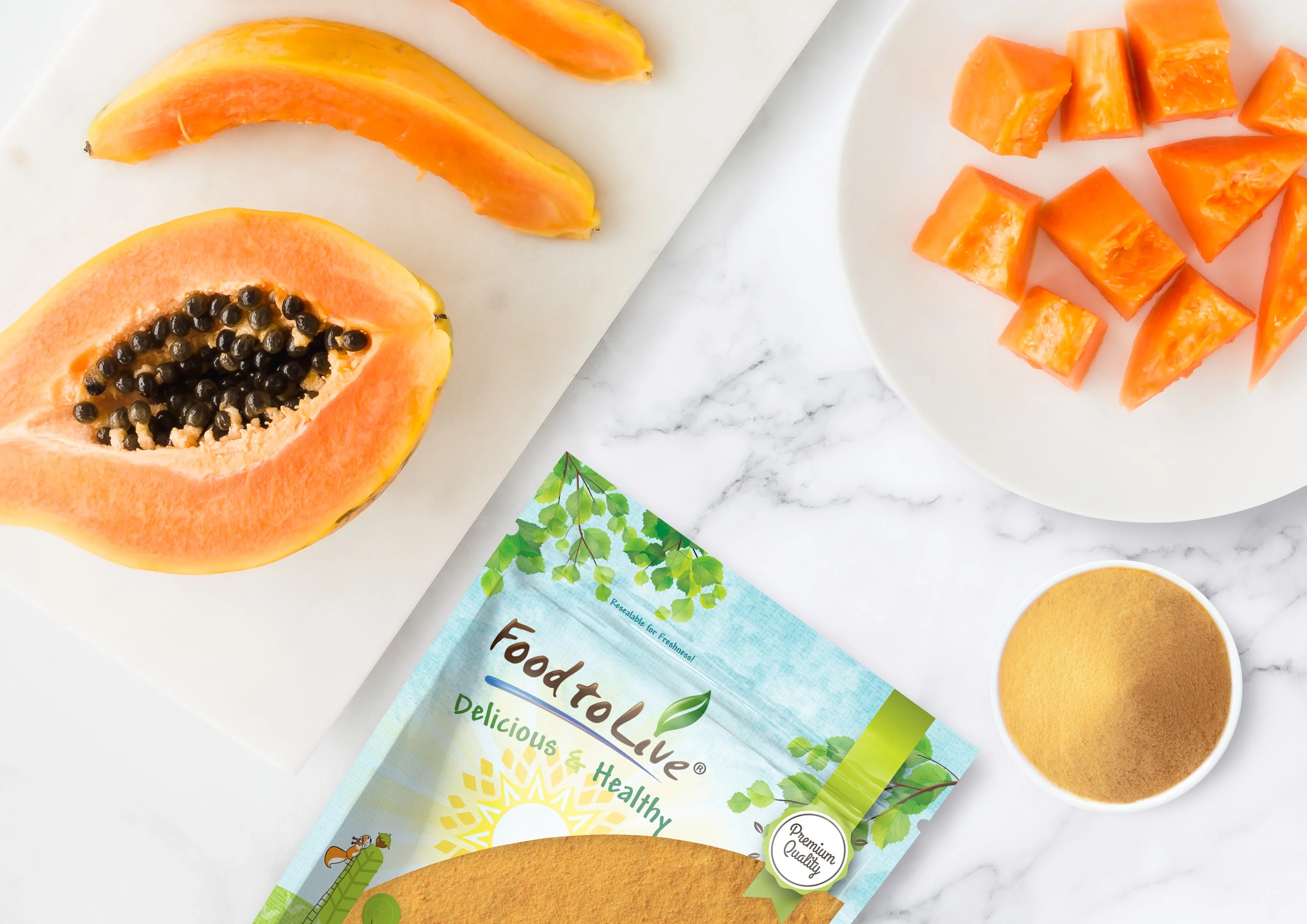 Papaya Powder, 1.5 Pounds — Raw, Kosher, Vegan — by Food to Live