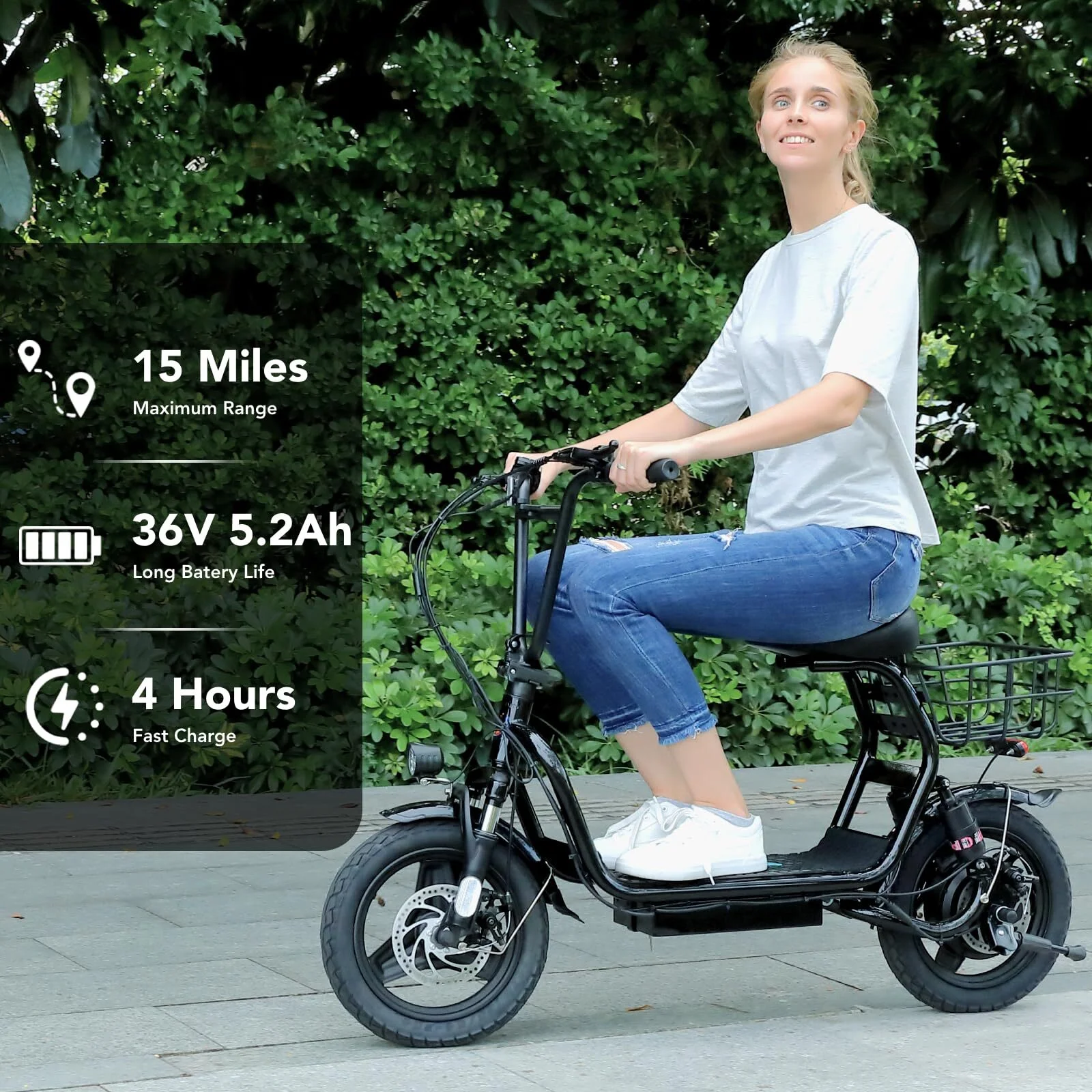 Caroma Peak 500W Adults Electric Scooter with Seat, 14