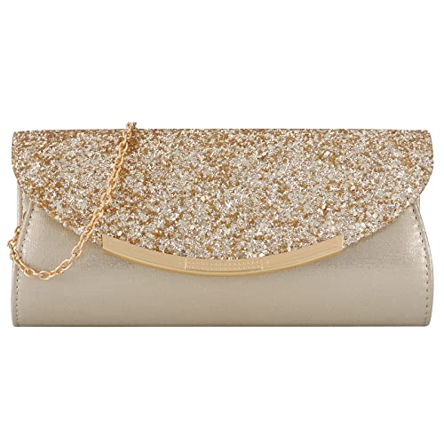 Women gold clutch Purses Formal Evening Bags Wedding Party Dressy Handbags Bridal Prom shoulder bag with chain