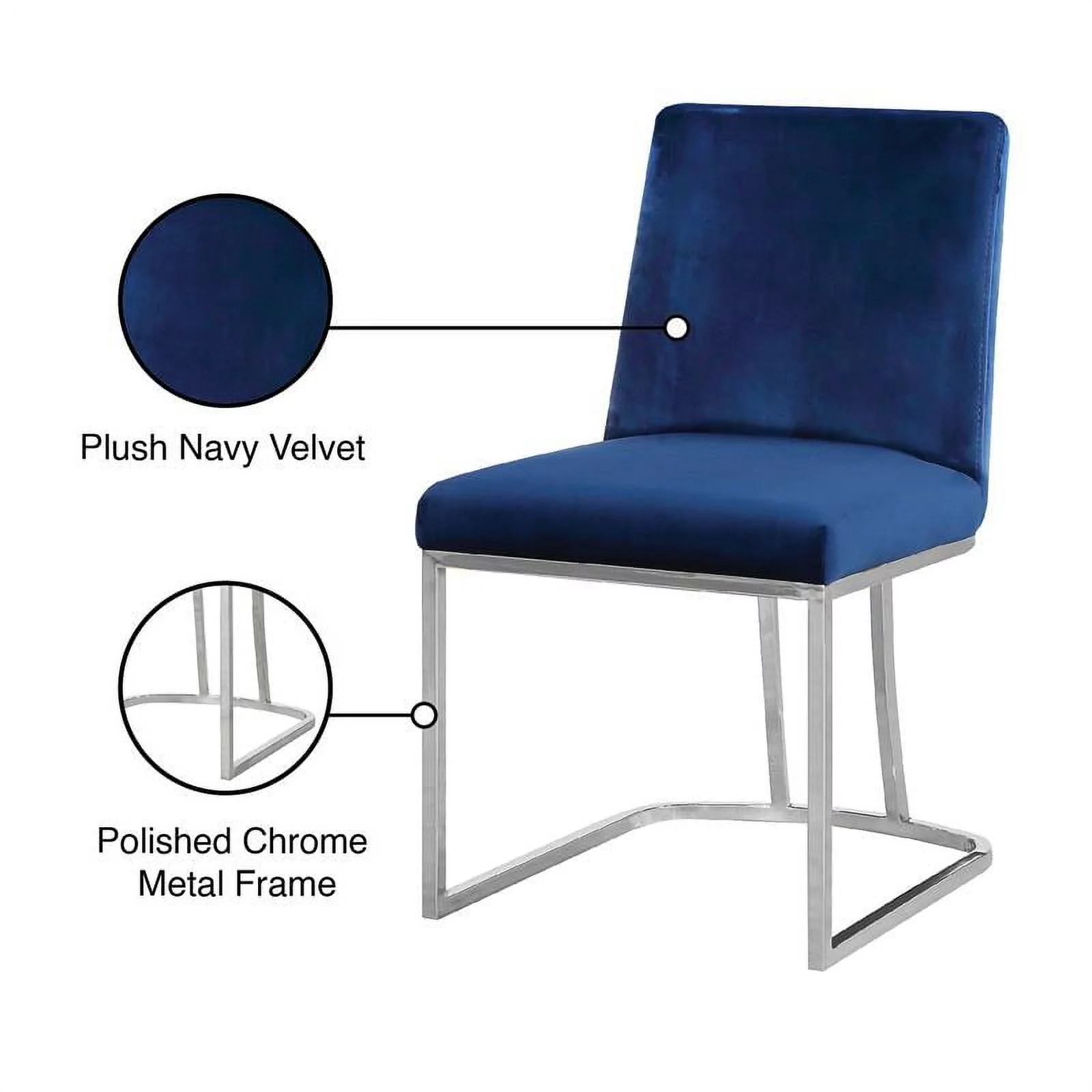 Meridian Furniture Heidi Navy Velvet Dining Chair (Set of 2)