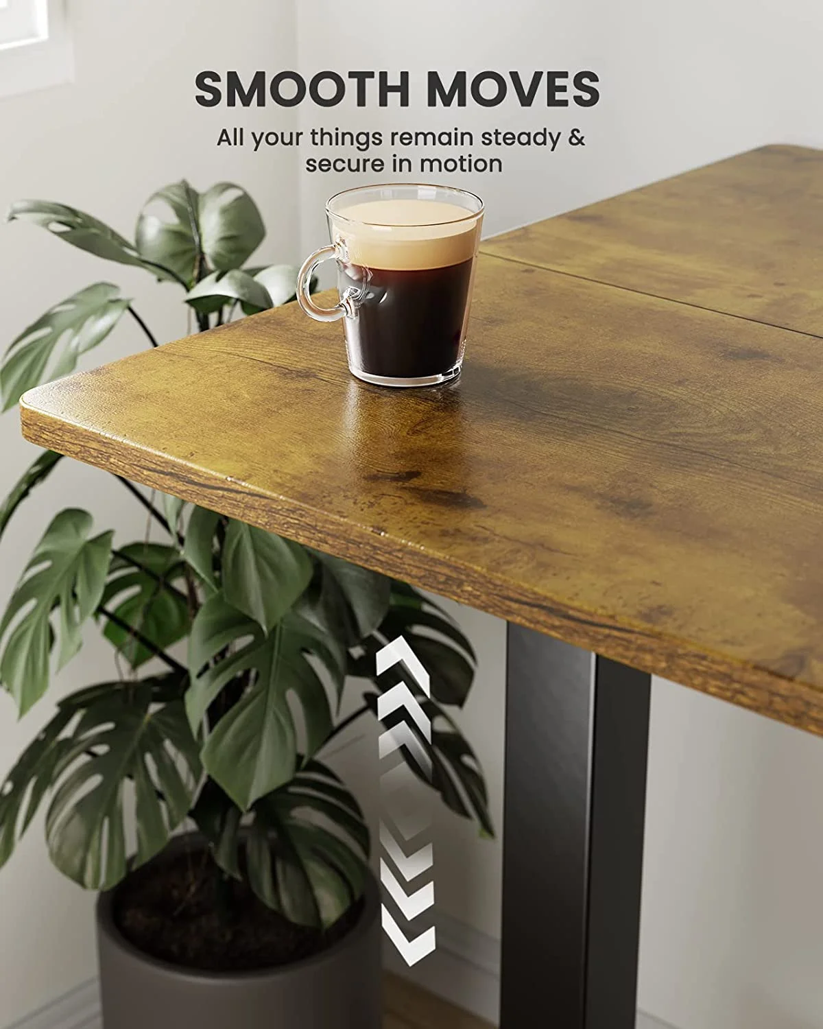 Height Adjustable Electric Standing Desk, 55 x 28 Inches Sit Stand up Desk, Memory Computer Home Office Desk, Vintage Brown