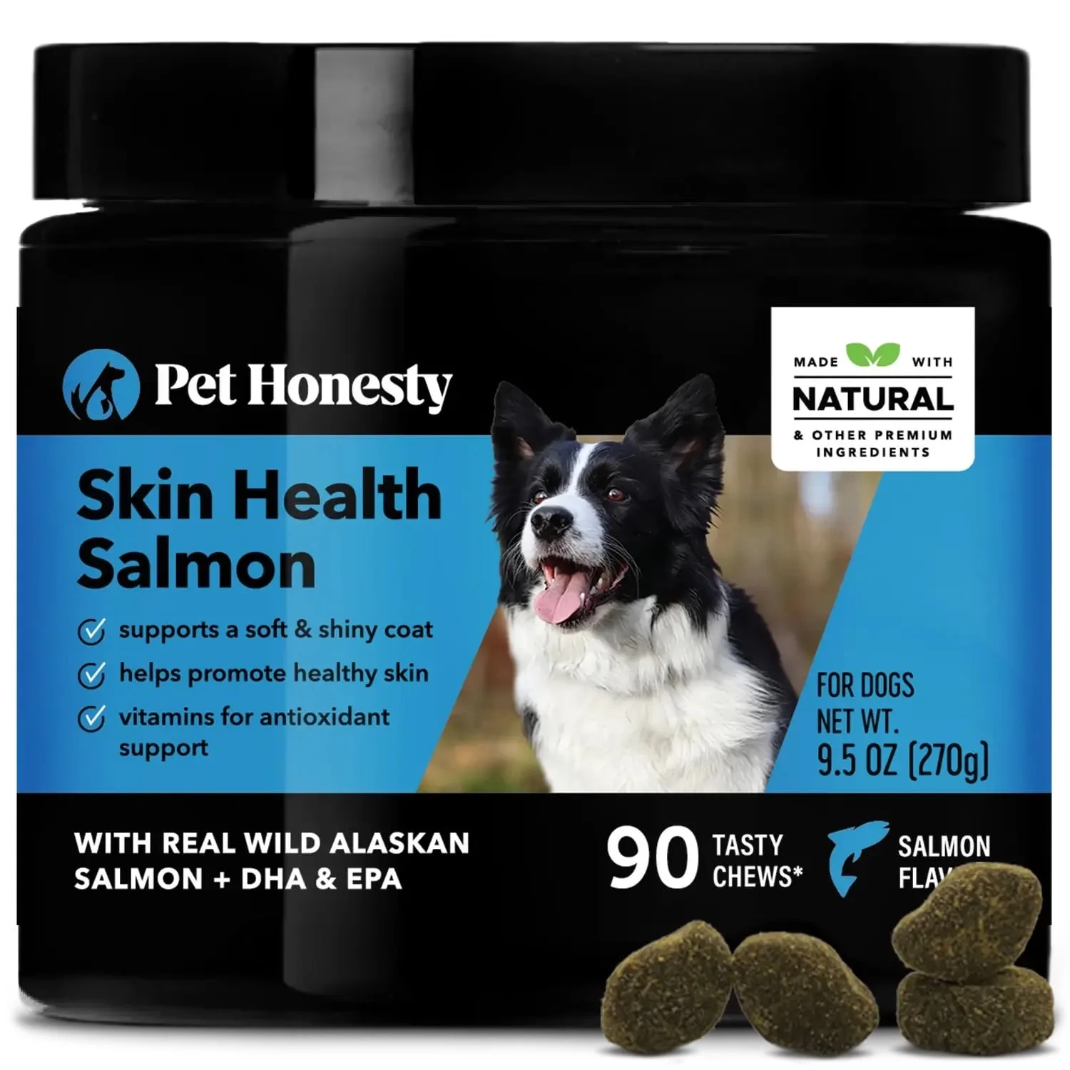 Pet Honesty Dog Skin Health Salmon Fish Oil Soft Chews, Salmon, 90 Ct