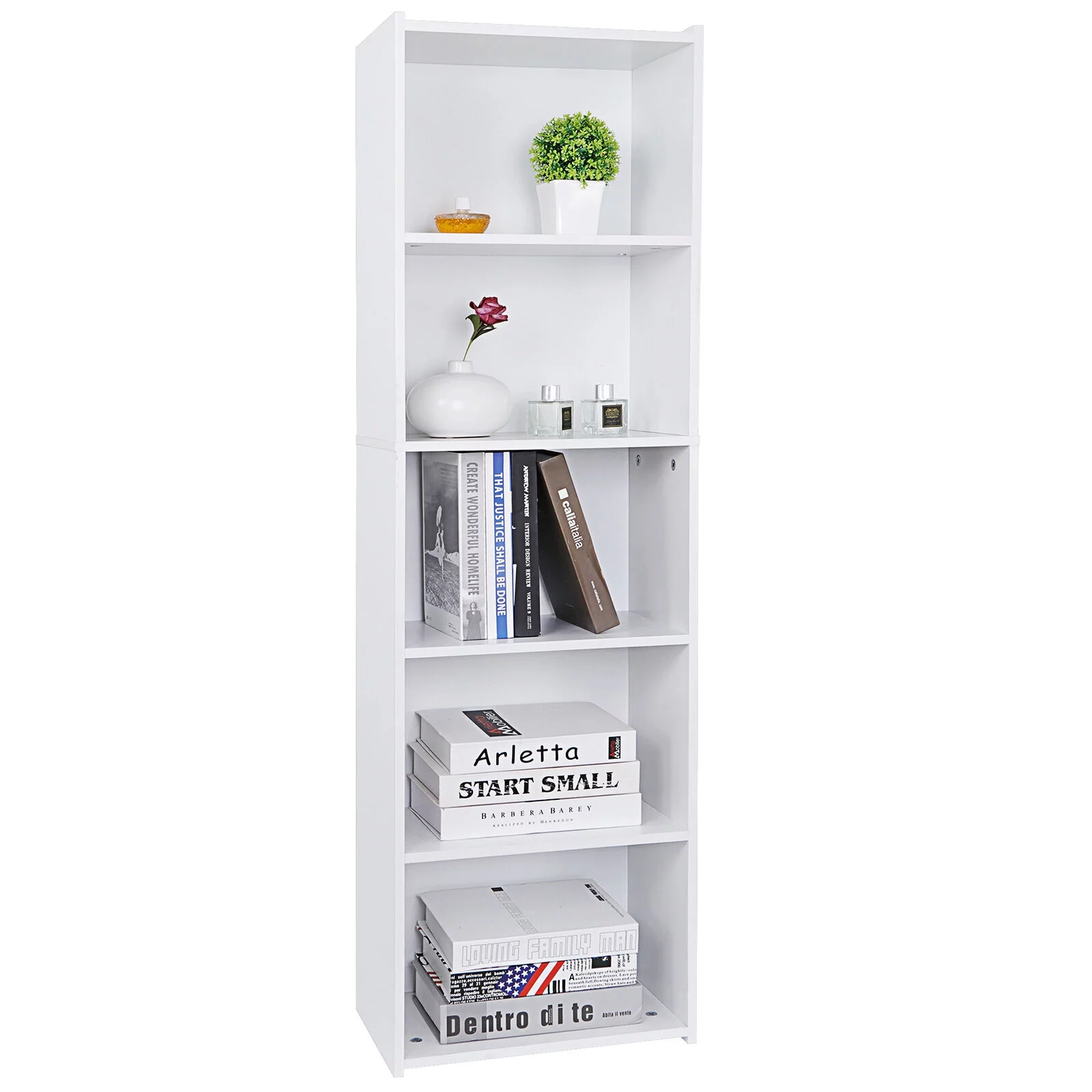 ZENY 5-Tiers Bookshelf Bookcase Multipurpose Collection Display Storage