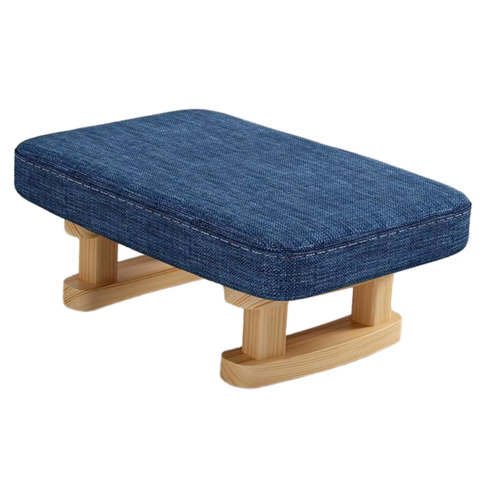 Foot Rest with Wooden Legs Small Ottoman, Multifunctional, Decorative Rectangle Step Stool Padded Foot Stool for Guest Room Bedroom Couch blue