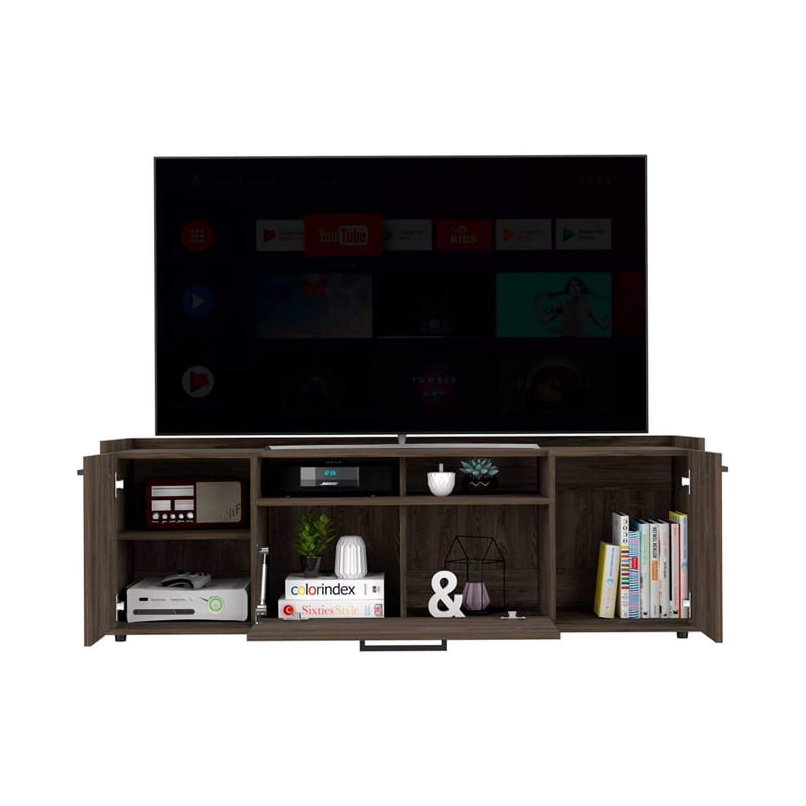 Home Square 2-Piece Set with Lyon Coffee Table & TV Stand in Dark Walnut