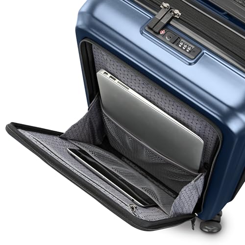 Samsonite Carry-On Pro Front Pocket Hardside Expandable 21-Inch Octiv Luggage: Durable & Impact Resistant, 360° Aero Trac Spinner Wheels, Adjustable Telescopic Handle, TSA Approved Lock - Silver