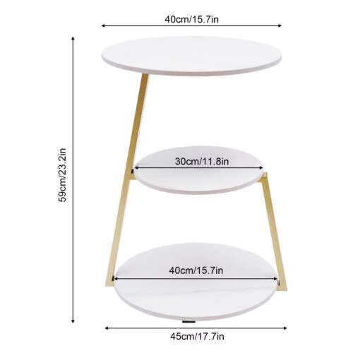 3-Tier End Table Living Room Sofa Side Snack Table Coffee Tray Under Sofa Table