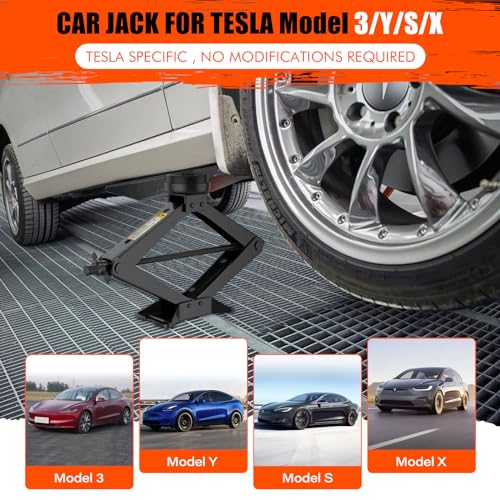 Car Jack for Tesla Model Y Model 3, IMAYCC 2.5 Ton Tesla Car Jack Kit with Pucks/Pad, Scissor Jack for Model Y/3/S/X Spare Tire Repair Tools, Tire Changing Kit for Tesla Vehicles.