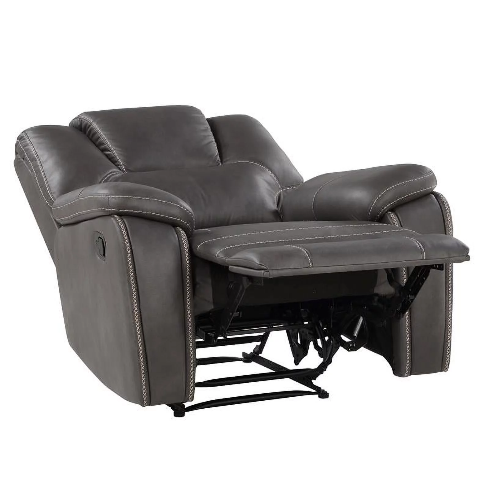 Bowery Hill Transitional Charcoal Gray Faux Leather Manual Recliner
