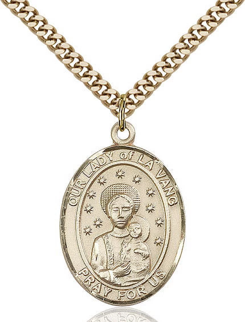 Extel Large Oval 14kt Gold Filled Our Lady of la Vang Pendant with 24