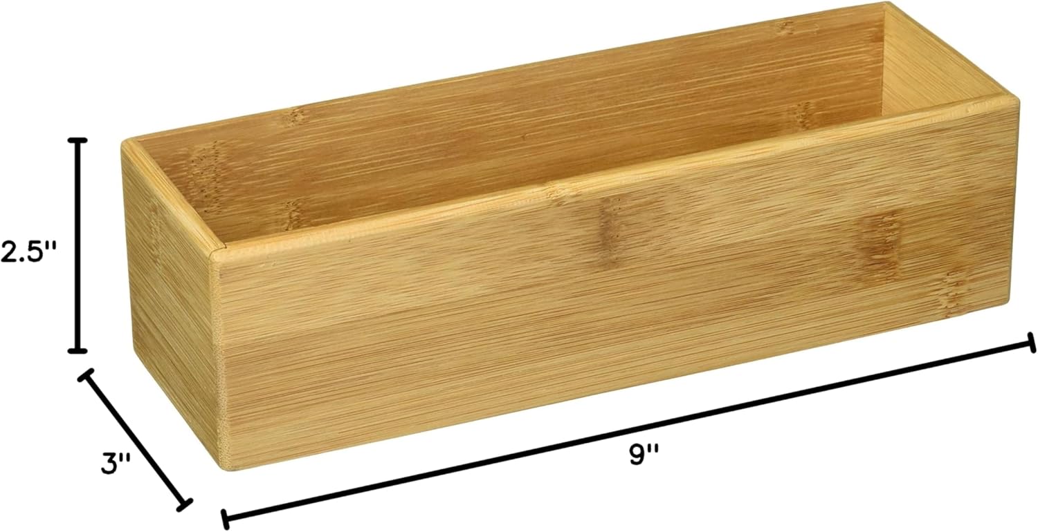Lipper International 8381 Bamboo Wood Stacking Drawer Organizer Box, 9