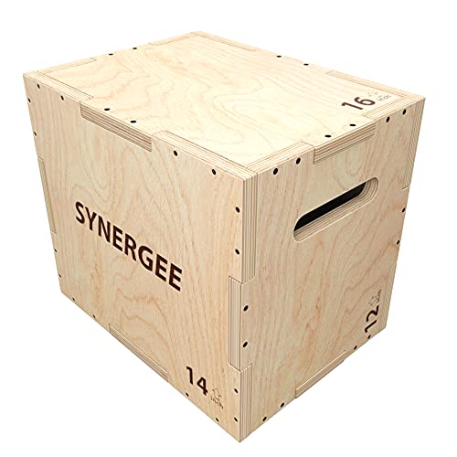 Synergee 3 in 1 Wood Plyometric Box for Jump Training and Conditioning. All in One Jump Trainer. Sizes 30/24/20, 24/20/16, 20/18/16, 16/14/12
