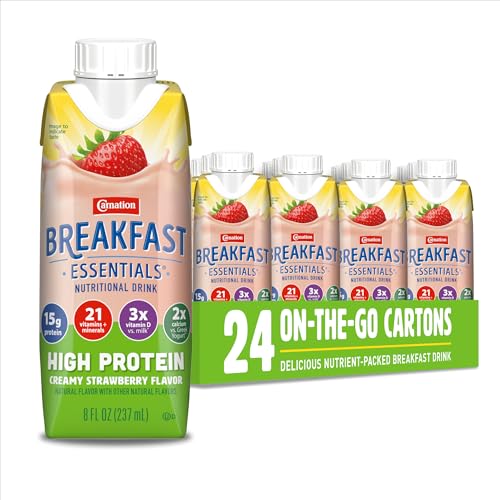 Carnation Breakfast Essentials High Protein Ready-to-Drink, Classic French Vanilla, 8 FL OZ Carton (Pack of 24)