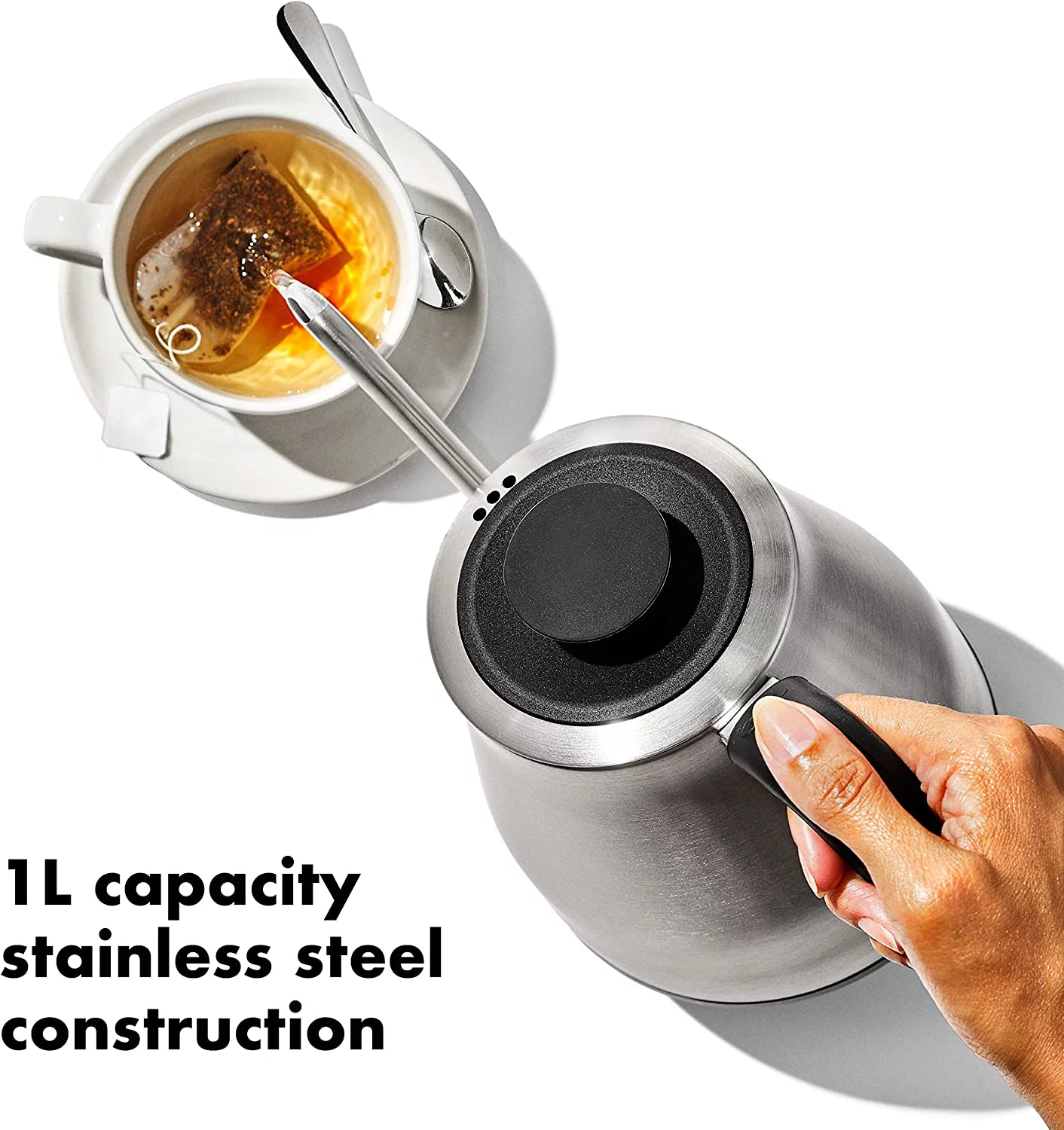 OXO Brew Gooseneck Electric Kettle \u2013 Hot Water Kettle  Pour Over Coffee & Tea Kettle  Adjustable Temperature  Built-In Brew Timer  Stainless Steel  1L\u200B