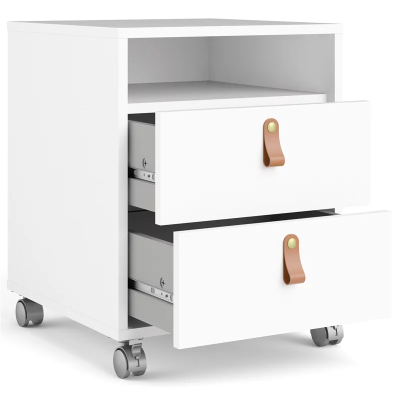 Home Square 2 Piece 2 Drawer 1 Shelf Mobile Cabinet Set in White