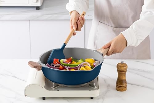 Country Kitchen Pots and Pans Set Nonstick, Cast Aluminum Kitchen Cookware Set with Utensils, 14 Pcs Non Stick Cooking Set w/Frying Pans & Saucepans