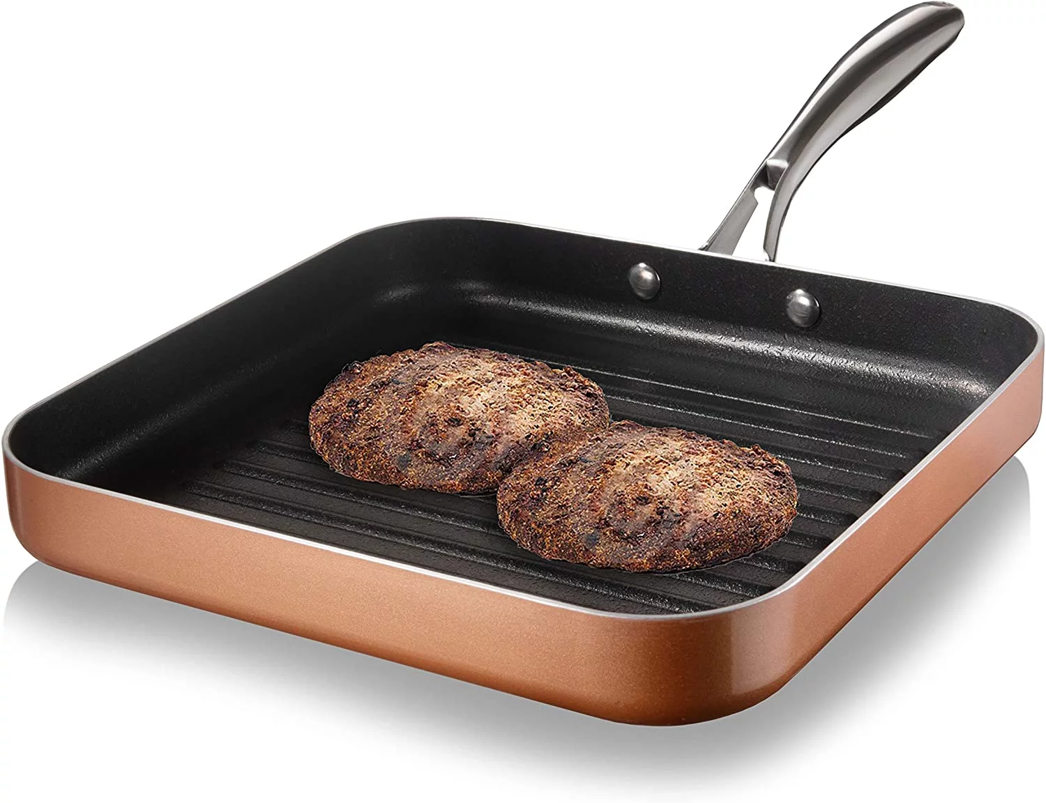 Gotham Steel Nonstick Grill Pan for Stovetops with Grill Sear Ridges, Ultra Durable Coating,100% PFOA Free, 10.5 inch