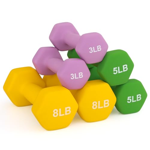 MADOG Dumbbell Set, Anti-Slip Neoprene Coated Hexagon Hand Weights for Home Gym Equipment Workouts Strength Training