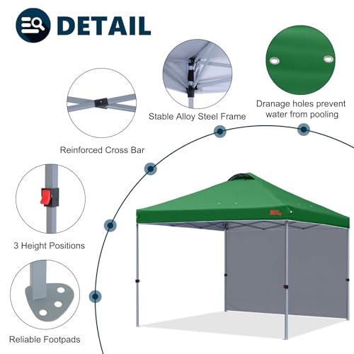 MASTERCANOPY Durable Pop-up Canopy Tent with 1 Sidewall (10'x10',White)